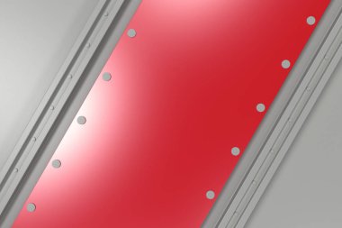 Beyaz zemin üzerine dikdörtgen renkli plaka perçin