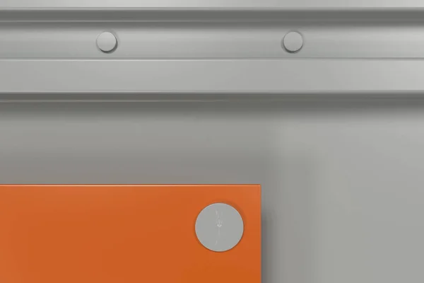 Placa colorida retangular sobre fundo branco com rebites — Fotografia de Stock