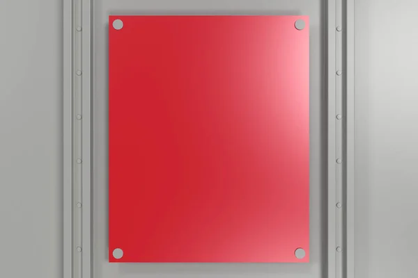 Placa colorida retangular sobre fundo branco com rebites — Fotografia de Stock