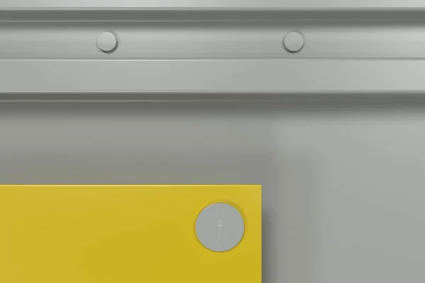Placa de color rectangular sobre fondo blanco con remaches —  Fotos de Stock