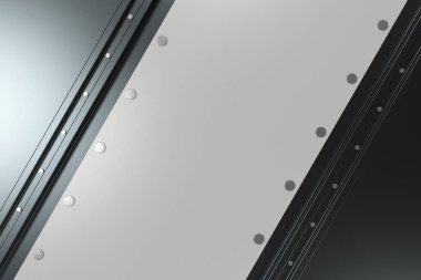 Siyah zemin üzerine beyaz dikdörtgen plaka perçin