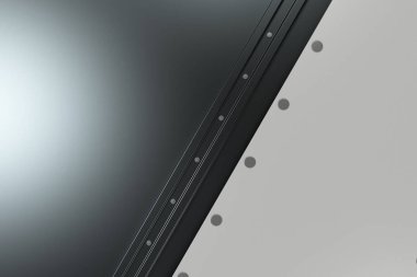 Siyah zemin üzerine beyaz dikdörtgen plaka perçin