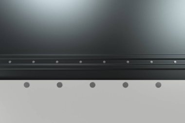 Siyah zemin üzerine beyaz dikdörtgen plaka perçin