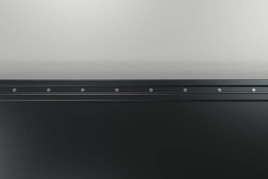 Perçin ile siyah ve beyaz arka plan üzerinde beyaz dikdörtgen plaka