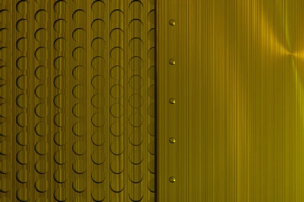 Placa metálica rectangular con remaches sobre fondo de rejilla circular —  Fotos de Stock
