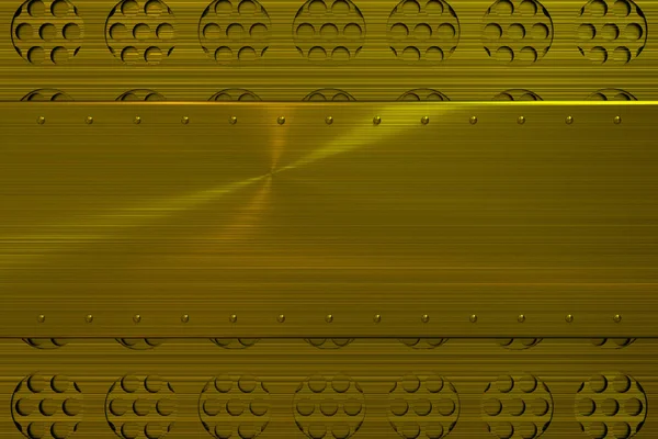 Rektangulära metallplattan med nitar på cirkulära galler bak — Stockfoto