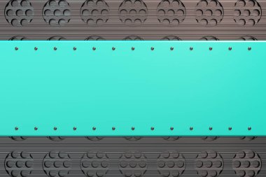 Dikdörtgen renkli plaka üzerinde dairesel ızgara backgro perçin ile