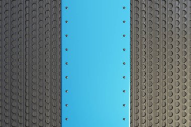 Dikdörtgen renkli plaka üzerinde dairesel ızgara backgro perçin ile