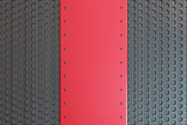 Dikdörtgen renkli plaka üzerinde dairesel ızgara backgro perçin ile