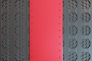 Dikdörtgen renkli plaka üzerinde dairesel ızgara backgro perçin ile