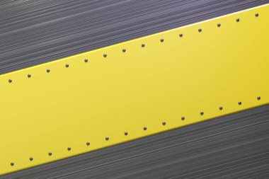 Perçin fırçalanmış metal adam üzerinde dikdörtgen renkli plaka