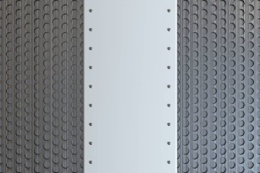 Dikdörtgen renkli plaka üzerinde dairesel ızgara backgro perçin ile