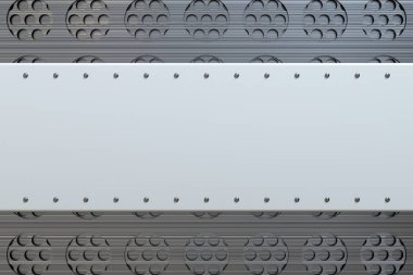 Dikdörtgen renkli plaka üzerinde dairesel ızgara backgro perçin ile