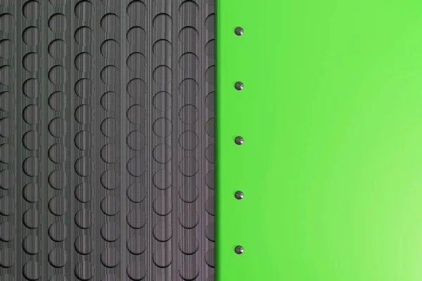 Placa colorida retangular com rebites na grade circular backgro — Fotografia de Stock