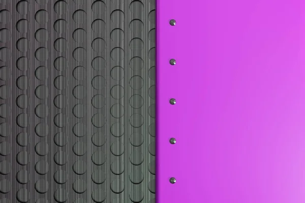 Прямокутна кольорова тарілка з заклепками на круглому решітковому фоні — стокове фото