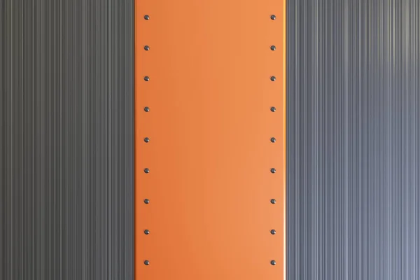 Placa colorida retangular com rebites em backgroun de metal escovado — Fotografia de Stock