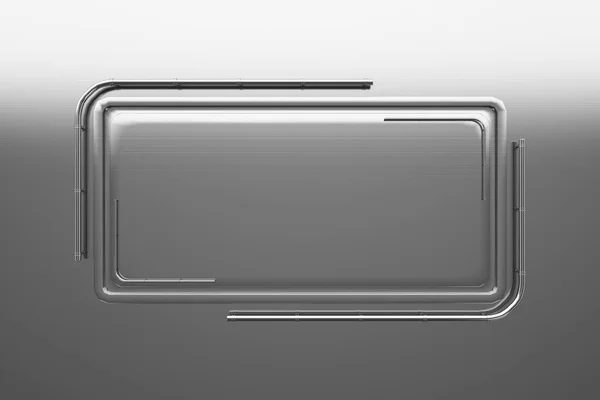 Rectangular brushed metal plate with corner from tubes — Stock Photo, Image