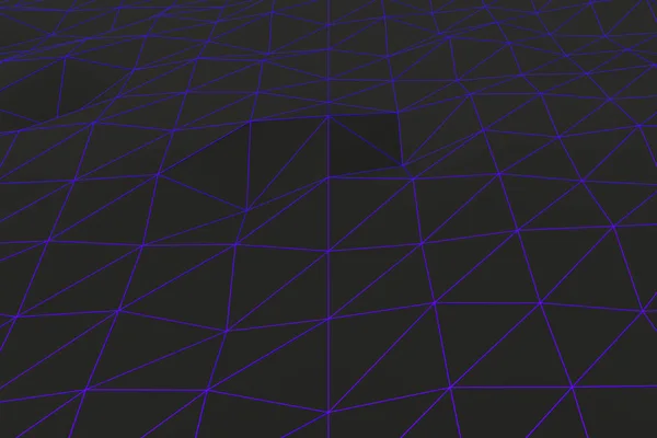 Mörka låg poly fördrivna yta med glödande anslutande linjer — Stockfoto