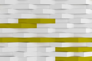 renkli elemanları ile beyaz mat plastik dalgaların 3D render