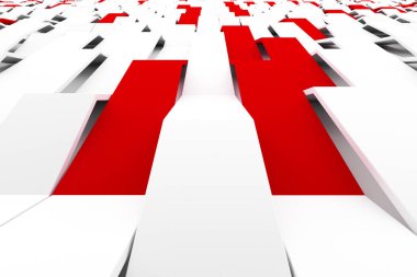 renkli elemanları ile beyaz mat plastik dalgaların 3D render