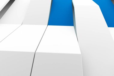 renkli elemanları ile beyaz mat plastik dalgaların 3D render