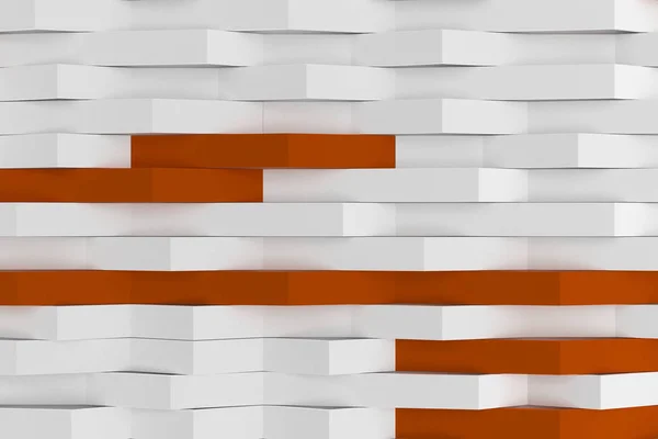 Τρισδιάστατη απεικόνιση του άσπρο ματ πλαστικό κύματα με χρωματιστά στοιχεία — Φωτογραφία Αρχείου