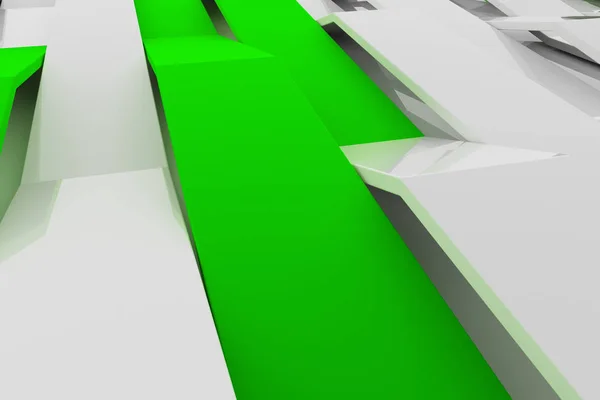 3D рендеринг білих глянцевих пластикових хвиль з кольоровими елементами — стокове фото