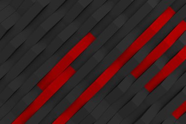 renkli elemanları ile siyah mat plastik dalgaların 3D render