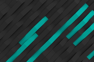 renkli elemanları ile siyah mat plastik dalgaların 3D render