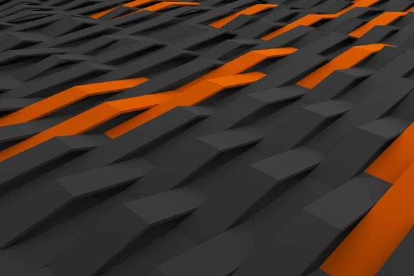 3D-rendering van Zwarte matte kunststof golven met gekleurde elementen — Stockfoto