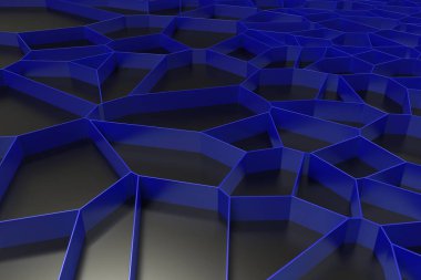 Soyut renkli 3d voronoi rendeleyin siyah arka plan üzerine