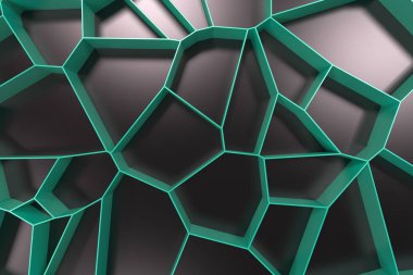 Soyut renkli 3d voronoi rendeleyin siyah arka plan üzerine