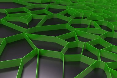 Soyut renkli 3d voronoi rendeleyin siyah arka plan üzerine