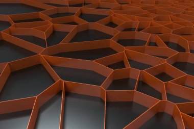 Soyut renkli 3d voronoi rendeleyin siyah arka plan üzerine