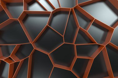 Soyut renkli 3d voronoi rendeleyin siyah arka plan üzerine