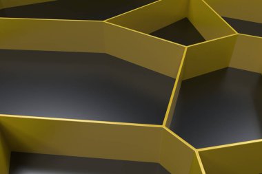 Soyut renkli 3d voronoi rendeleyin siyah arka plan üzerine