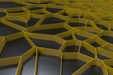 Soyut renkli 3d voronoi rendeleyin siyah arka plan üzerine