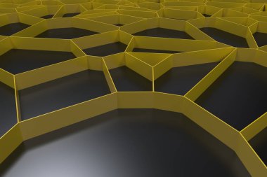 Soyut renkli 3d voronoi rendeleyin siyah arka plan üzerine