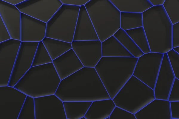 Abstract gekleurde 3d voronoi rooster op zwarte achtergrond — Stockfoto