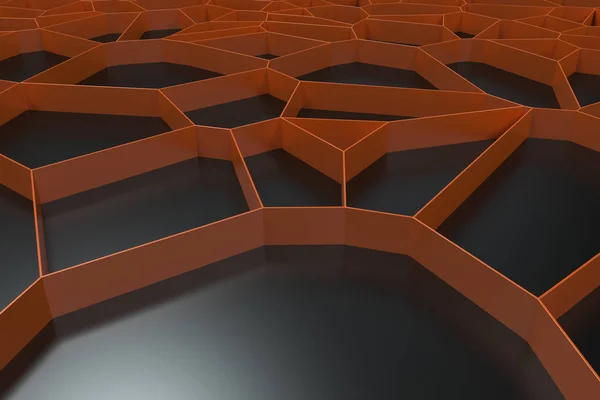 Αφηρημένη χρωματιστό 3d voronoi σχάρα σε μαύρο φόντο — Φωτογραφία Αρχείου