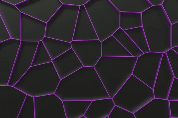 Abstract colored 3d voronoi grate on black background — Stock Photo, Image