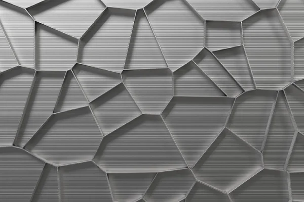 Grade de voronoi 3d abstrato em fundo de metal escovado — Fotografia de Stock