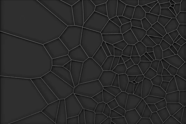 Geborsteld metaal abstract 3d voronoi rasp op zwarte achtergrond — Stockfoto