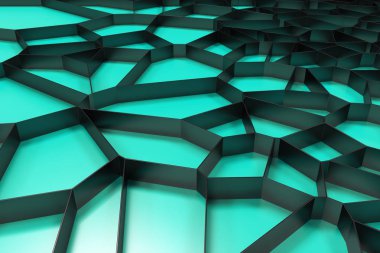 Soyut siyah 3d voronoi rendeleyin renkli arka plan üzerinde