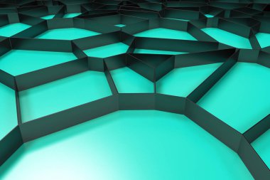 Soyut siyah 3d voronoi rendeleyin renkli arka plan üzerinde