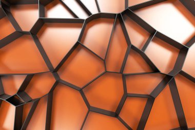 Soyut siyah 3d voronoi rendeleyin renkli arka plan üzerinde