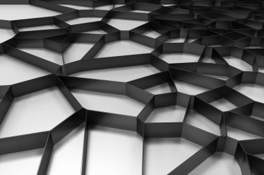Soyut siyah 3d voronoi rendeleyin renkli arka plan üzerinde
