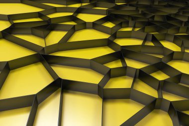 Soyut siyah 3d voronoi rendeleyin renkli arka plan üzerinde