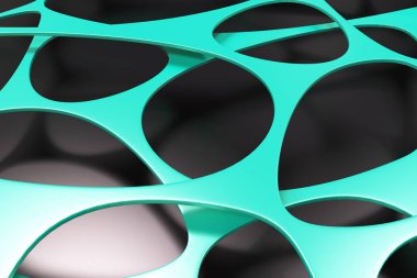 Siyah arka plan üzerine soyut 3d voronoi organik yapı