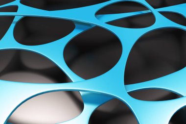 Siyah arka plan üzerine soyut 3d voronoi organik yapı